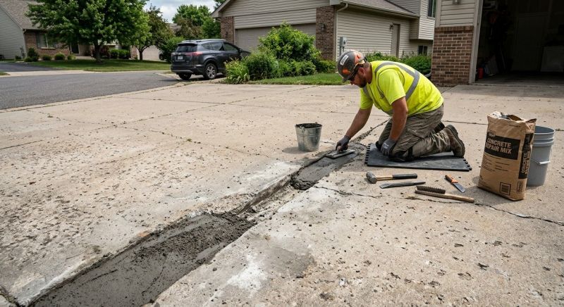 Concrete Driveway Crack Repair in Des Moines, IA